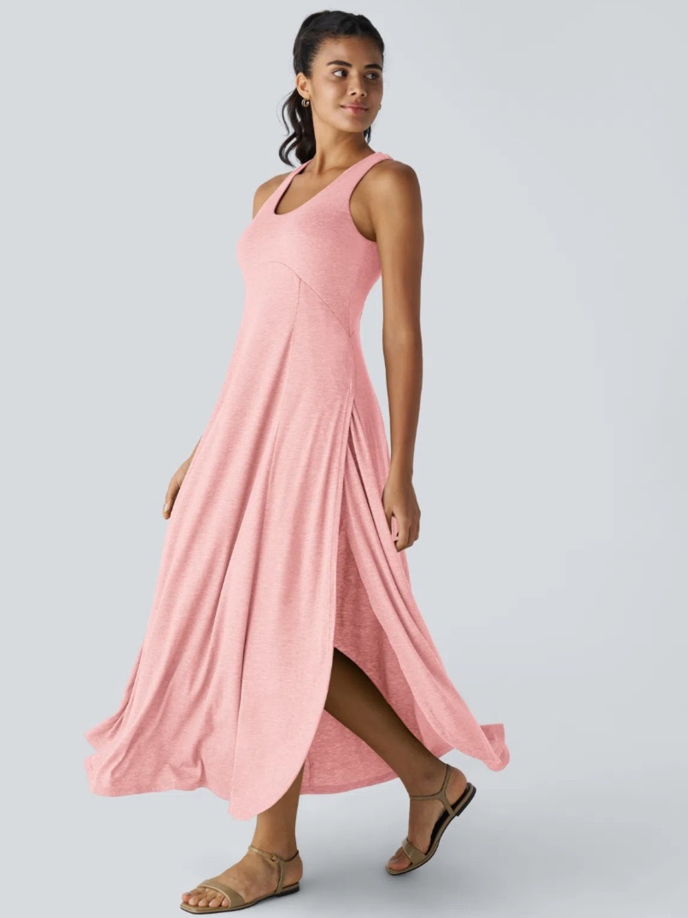 U Neck Flowy Maxi Casual Tank Dress